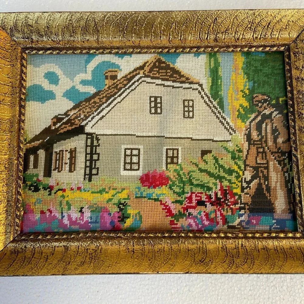Vtg Embroidered picture Ukraine Taras Shevchenko